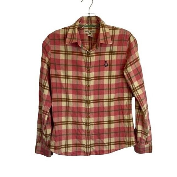 Teenie Weenie All That Bear Pink Plaid Flannel Shirt Size Medium - Picture 1 of 7